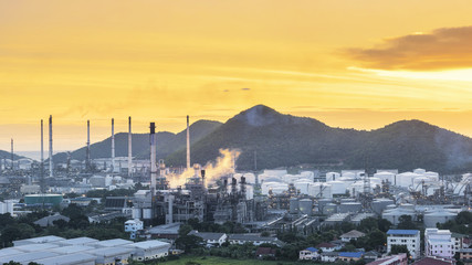 Big Industrial oil tanks in a refinery 