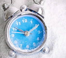 snow covered clock  - illustration based on own photo image