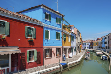 Fototapeta na wymiar Colorful Residential house in Burano island, Venice, Italy.