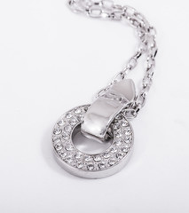 silver torus shape zircon necklace