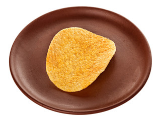 Potato chips bowl isolated on white