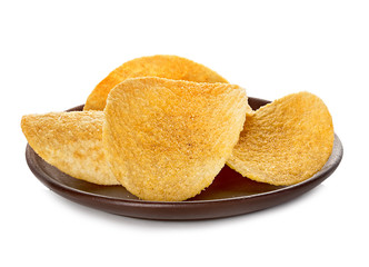 Potato chips bowl isolated on white