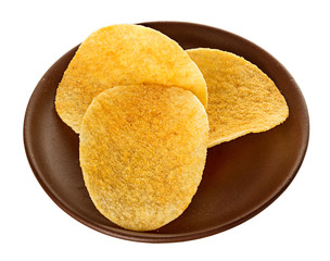 Potato chips bowl isolated on white