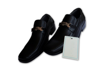 Men Shoes price tag in white background