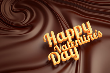 Happy valentines day. Chocolate swirl background.