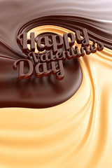 Happy valentines day. Chocolate swirl background.