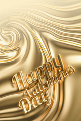 Gold Happy valentines day. Gold swirl background.