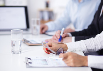 Business people working on project in office