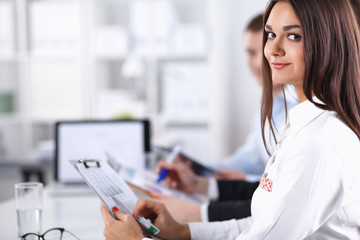 Business people working on project in office