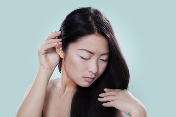 Naklejka premium Pretty model with healthy hair