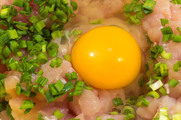 egg with minced meat and onions