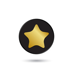 Simple gold on black star icon, logo