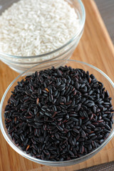 Black rice and white rice