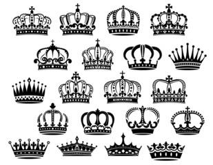 Royal medieval heraldic crowns set