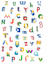 Colorful alphabet letters and fonts