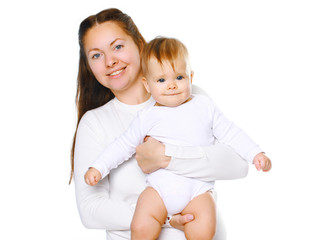 Happy mother holding cute baby