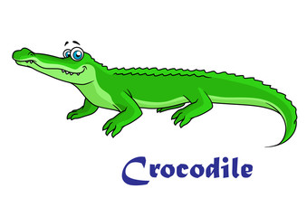 Colorful green cartoon crocodile