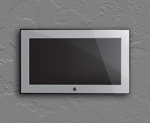 led television on the concrete wall