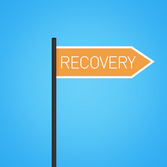 Recovery nearby, flat orange road sign