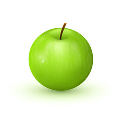 Green apple on white background