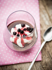 Chocolate pudding with whipped coconut cream