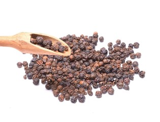 Black peppercorn isolated on white background
