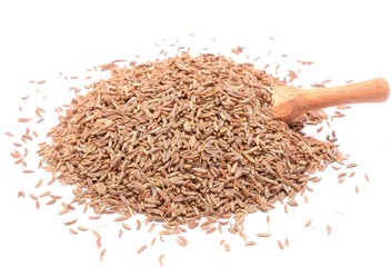 Pile of Caraway Seeds Isolated on White Background