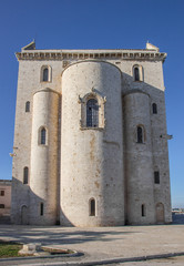 Fototapeta na wymiar Back of the Trani cathedral against a blue sky