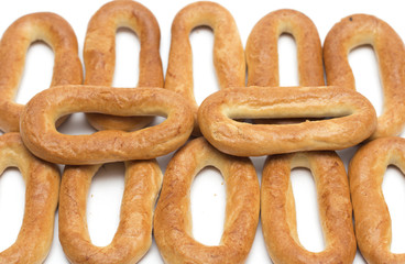Background of dry bagels. Photo.