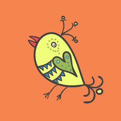 Abstract yellow bird. Vector illustration