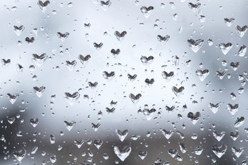 Heart water drops on the window