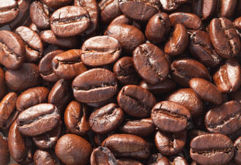 Coffee beans close up background