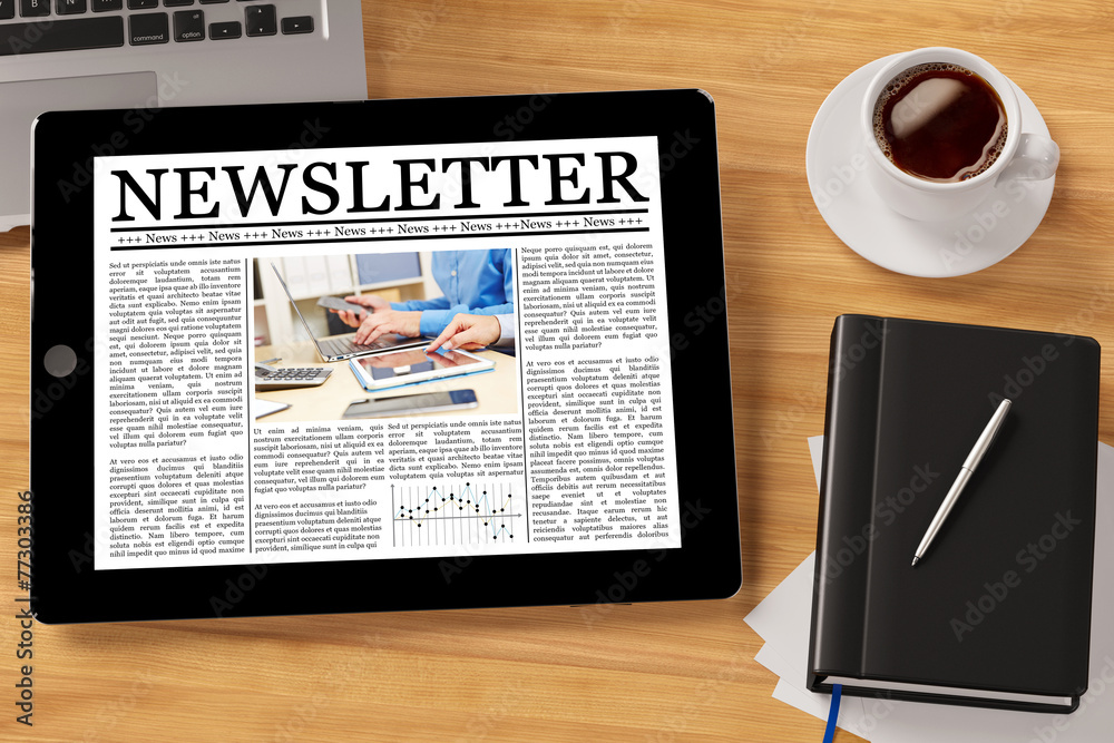 Canvas Prints newsletter online auf tablet computer