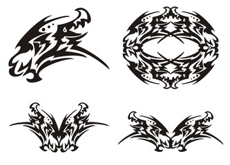 Tribal dragon head and dragon elements