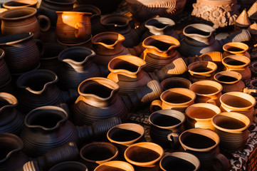 Ukrainian traditional handmade ceramic pots