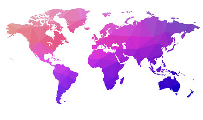 Fototapeta na wymiar Map of the world in triangles. Raster 5