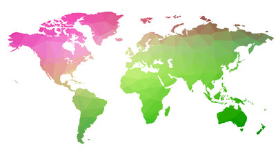 Fototapeta na wymiar Map of the world in triangles. Raster 3