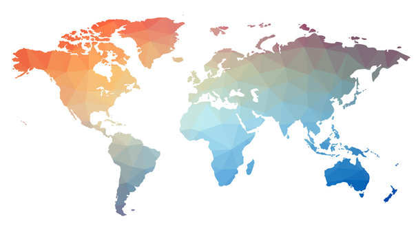 Fototapeta Map of the world in triangles. Raster 1
