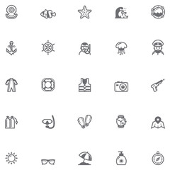 Sea vacations icon set