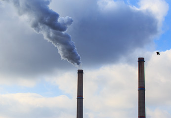 Heavy smoke and stacks