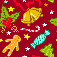 Cartoon Christmas seamless pattern
