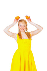 woman with oranges