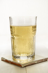 sparkling apple juice in a glass