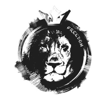 lion head. hand drawn. vector illustration