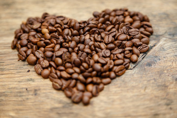 Coffee heart from coffee beans