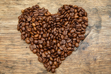 Coffee heart from coffee beans