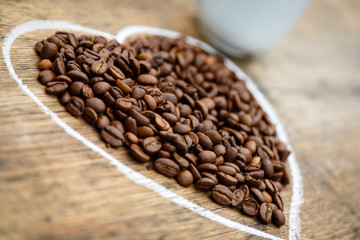 Coffee heart from coffee beans