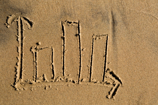 Bar chart drawn in the sand