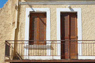 Balcony in an old building in the town of Chania