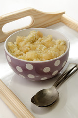 breakfast with millet gruel and apple sauce